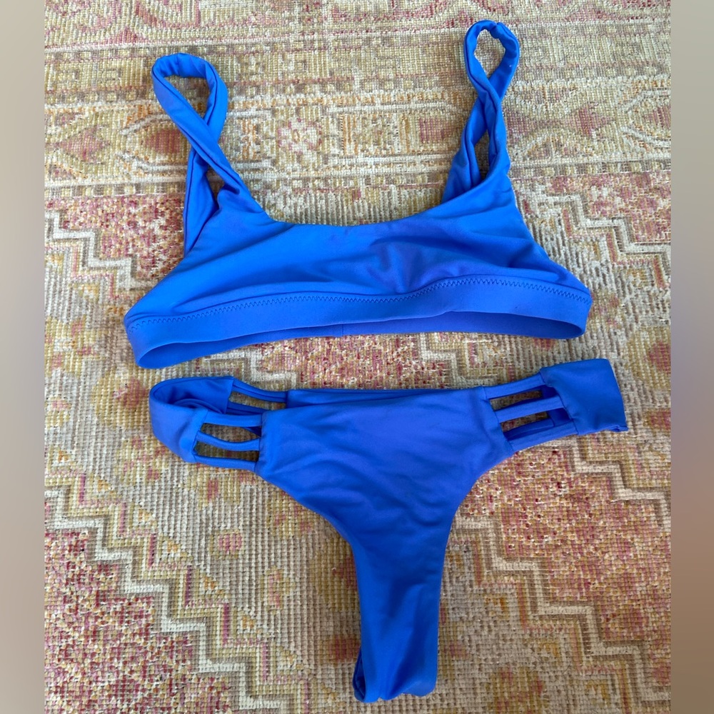 blue stone fox swim bikini, size medium